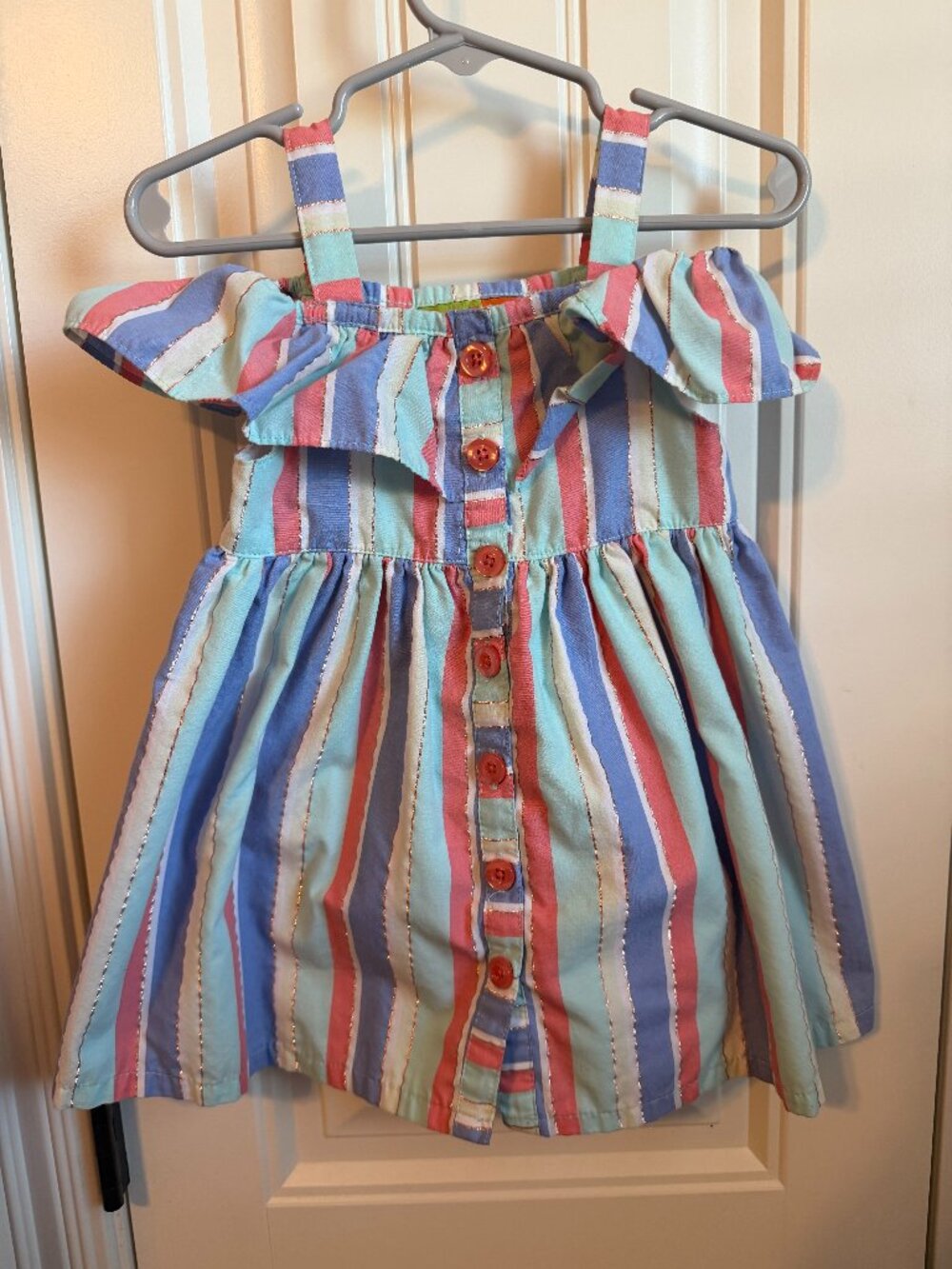 Penelope Mack Girls Pastel Vertical Striped Sundress